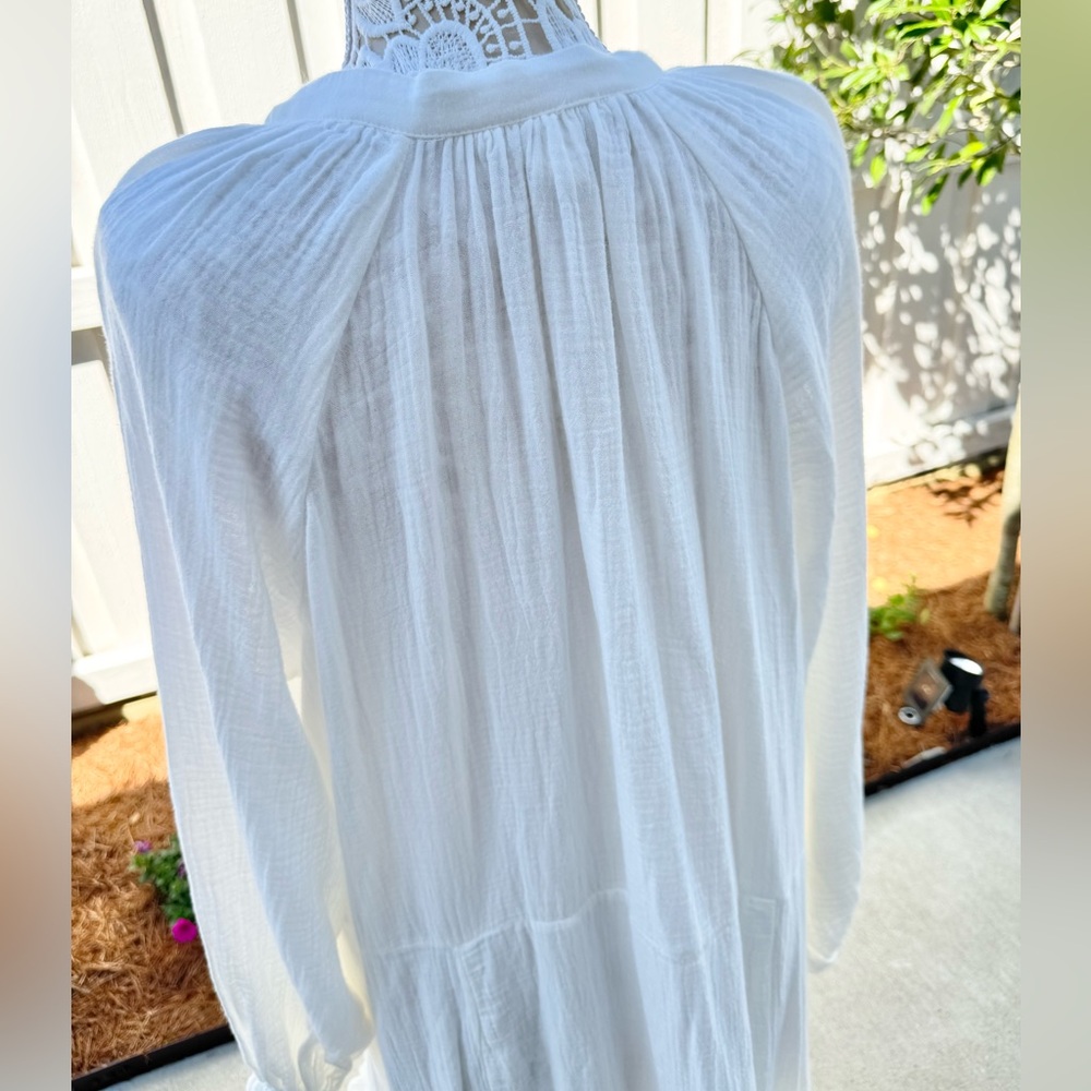 H & M White Gauze Maxi Dress L - Picture 10 of 16